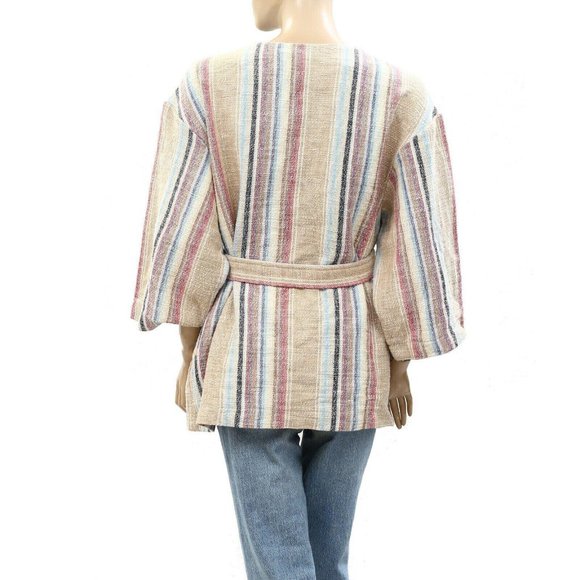 Faherty Mykonos Jacket Surfrider Striped Top Cover-up Cotton Oversized S 263713 - Picture 6 of 7